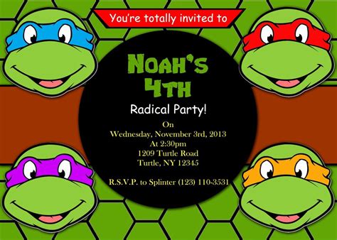 Free Ninja Turtle Invitation Template
